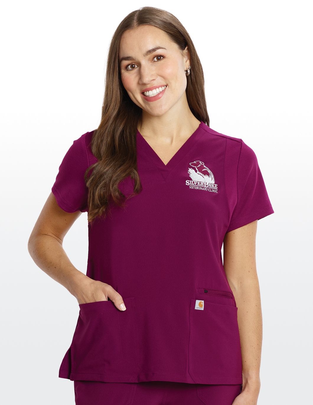 Carhartt-Force-Cross-Flex-Scrub-Top-Wine
