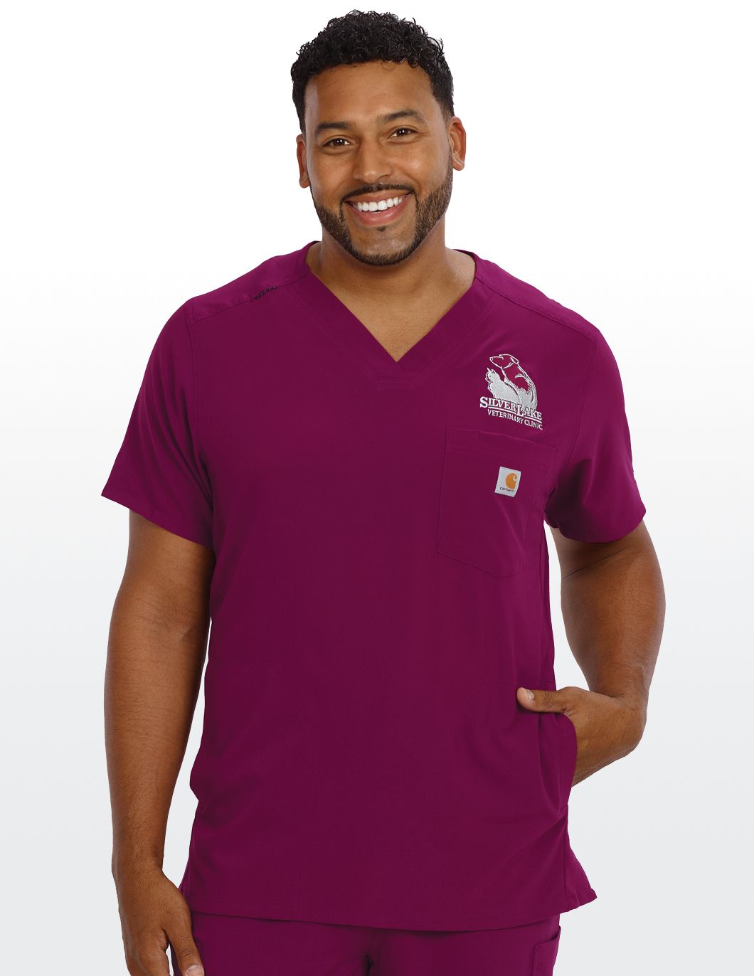 Carhartt-Force-Cross-Flex-Mens-Scrub-Top-Wine