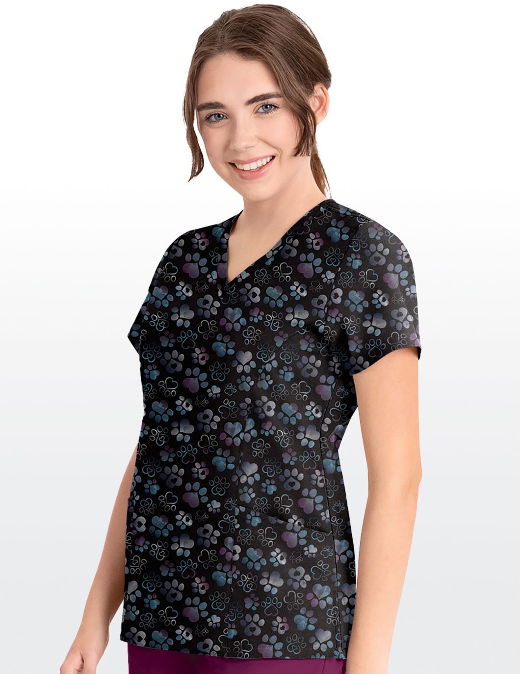 VAC-Animal-Print-Scrub-Top-Heart-Paws