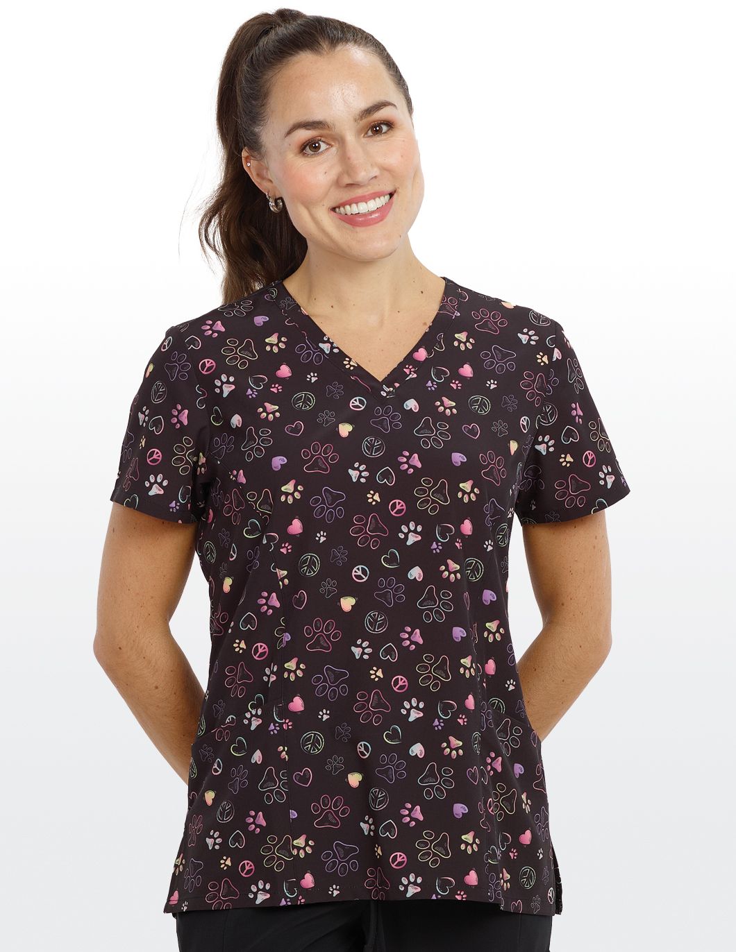 VAC-Animal-Print-Scrub-Top-Peace-Love-and-Paws