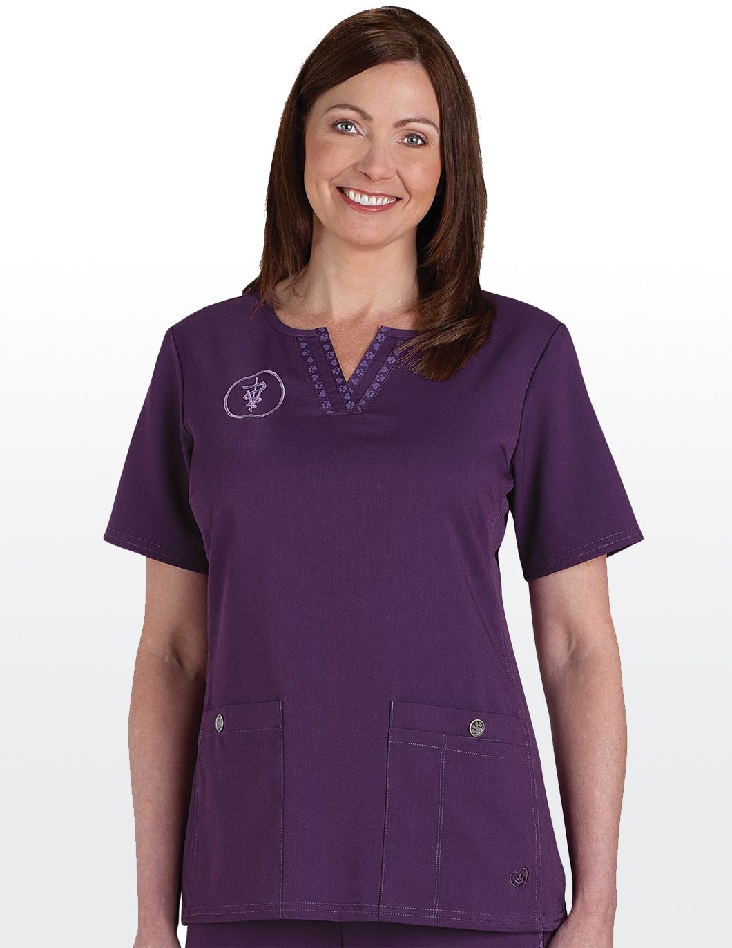 hearts-and-paws-womens-knit-side-scrub-top-eggplant