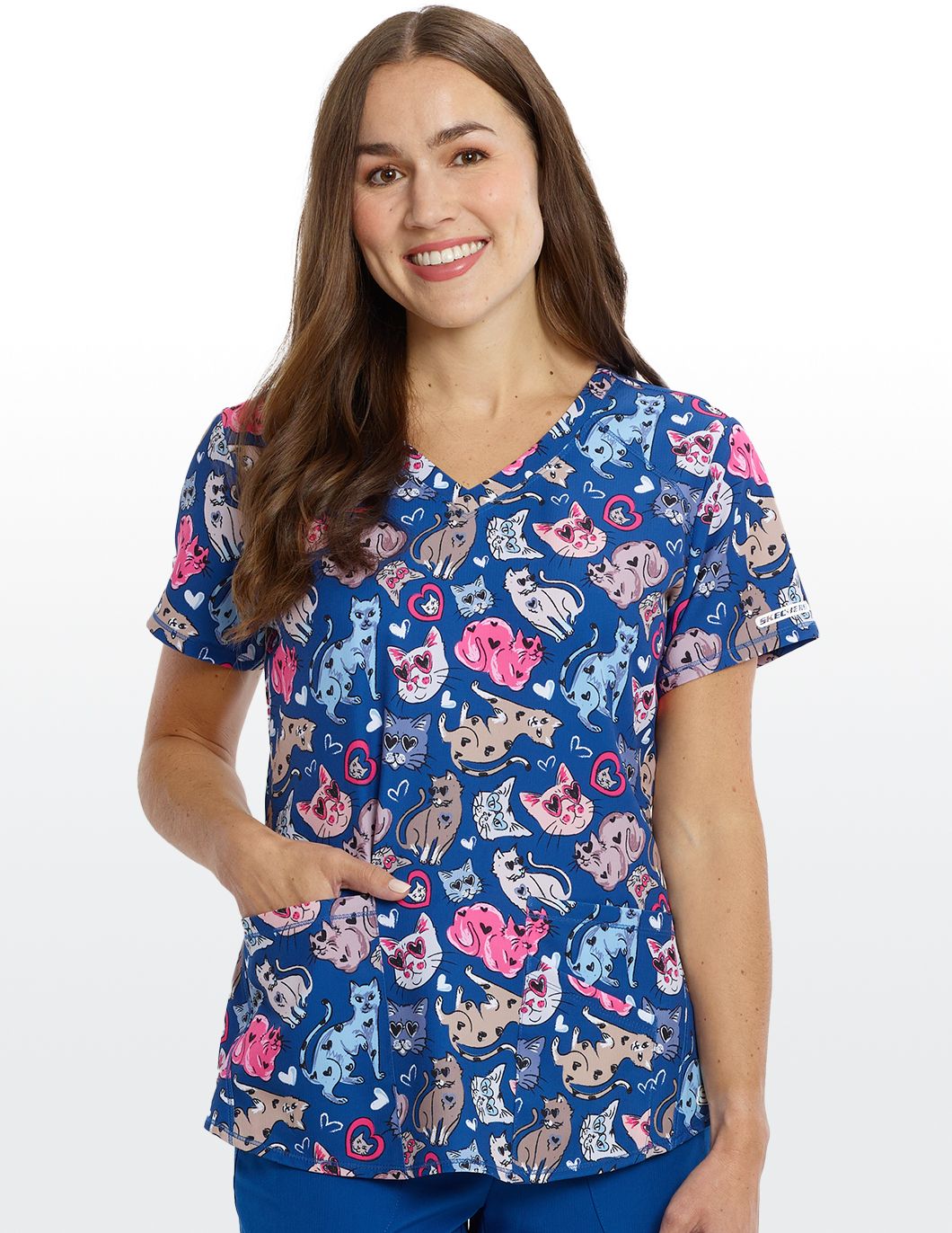 VAC-Animal-Print-Scrub-Top-I-Love-Kitties